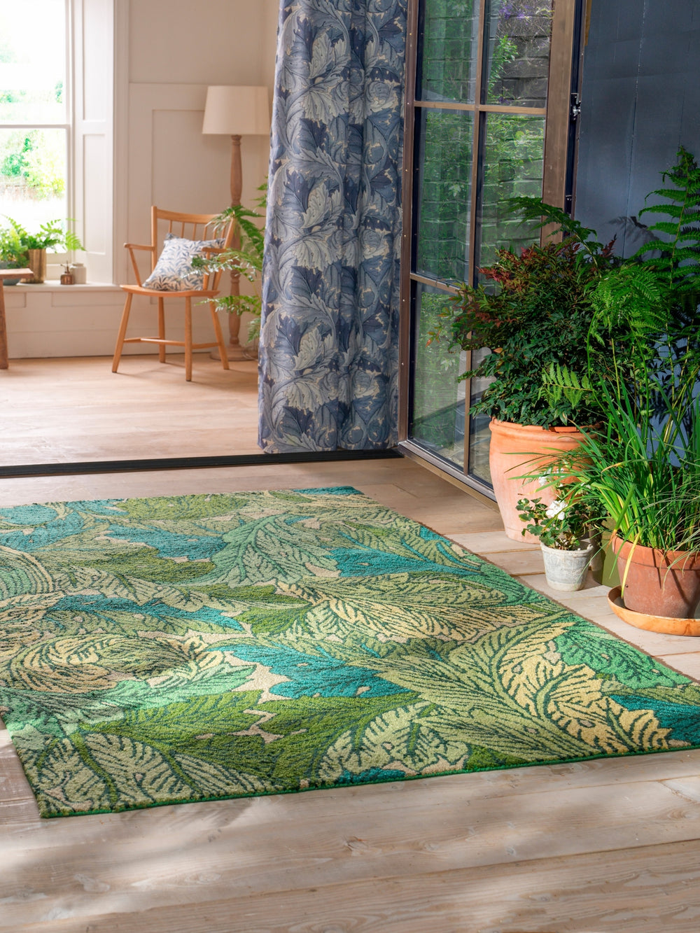 Brink and Campman Acanthus Nettle/Sky Blue Area Rug by Morris Co Room Image Feature