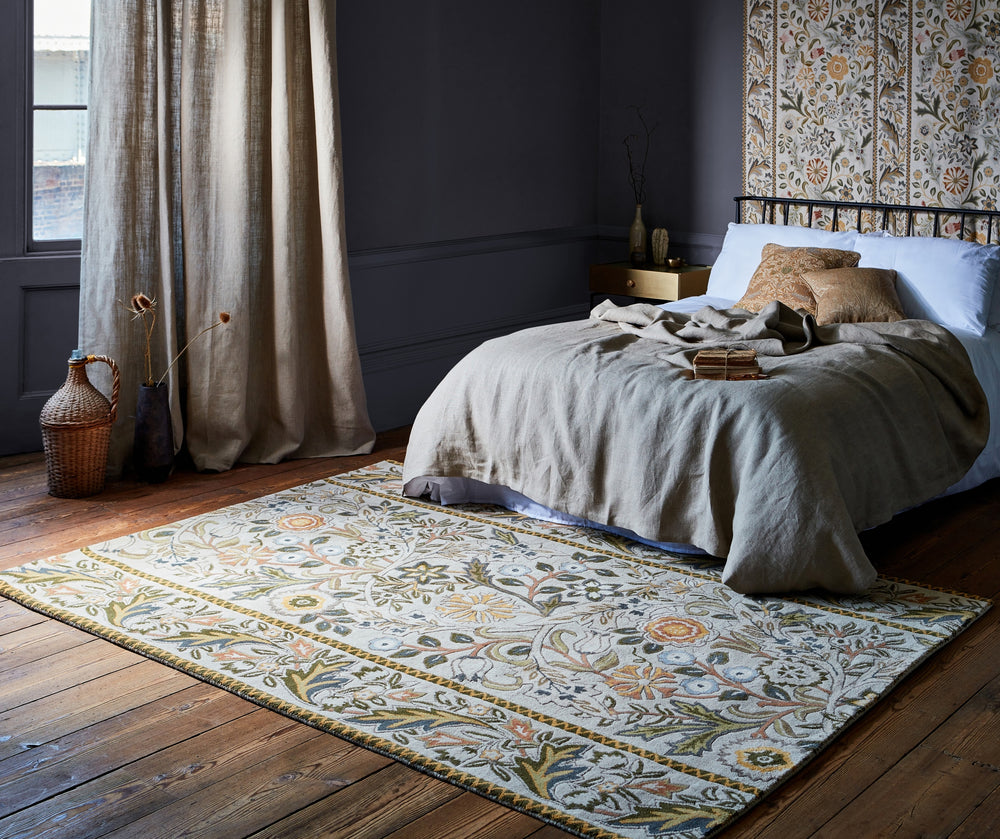 Brink and Campman Wilhelmina Linen/Mustard Area Rug by Morris Co x Emery Walker's House Room Image Feature