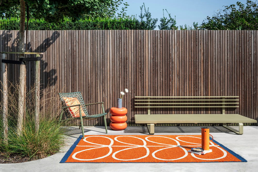 Brink and Campman Linear Stem Orange Area Rug by Orla Kiely Room Image Feature