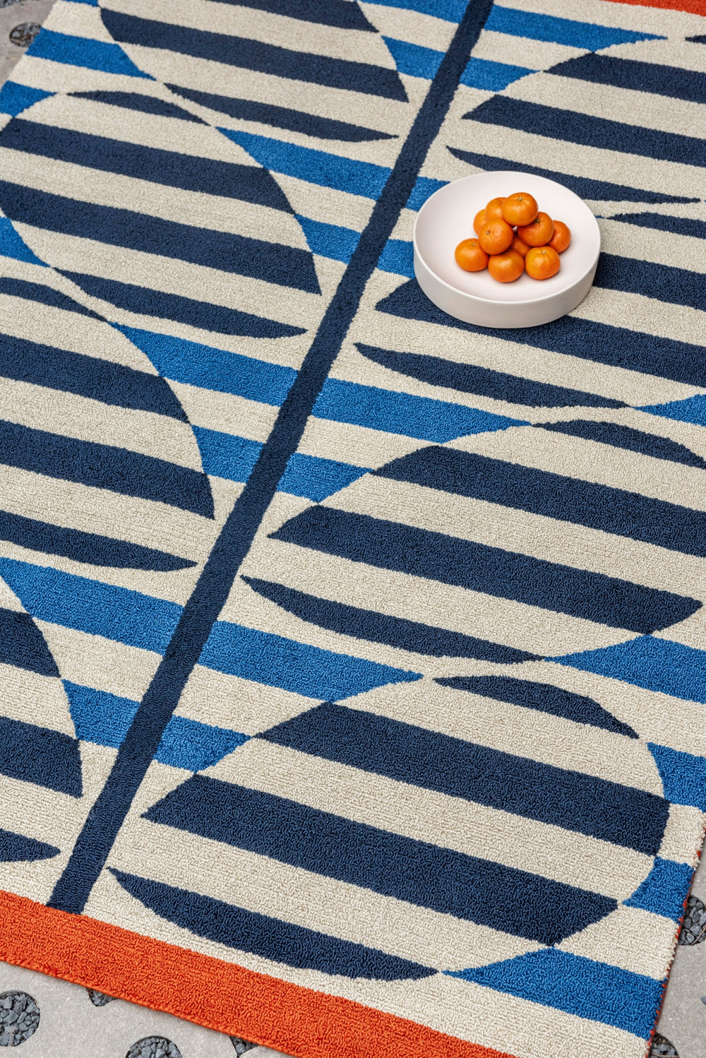 Brink and Campman Stripy Stem Azure Area Rug by Orla Kiely Room Image Feature