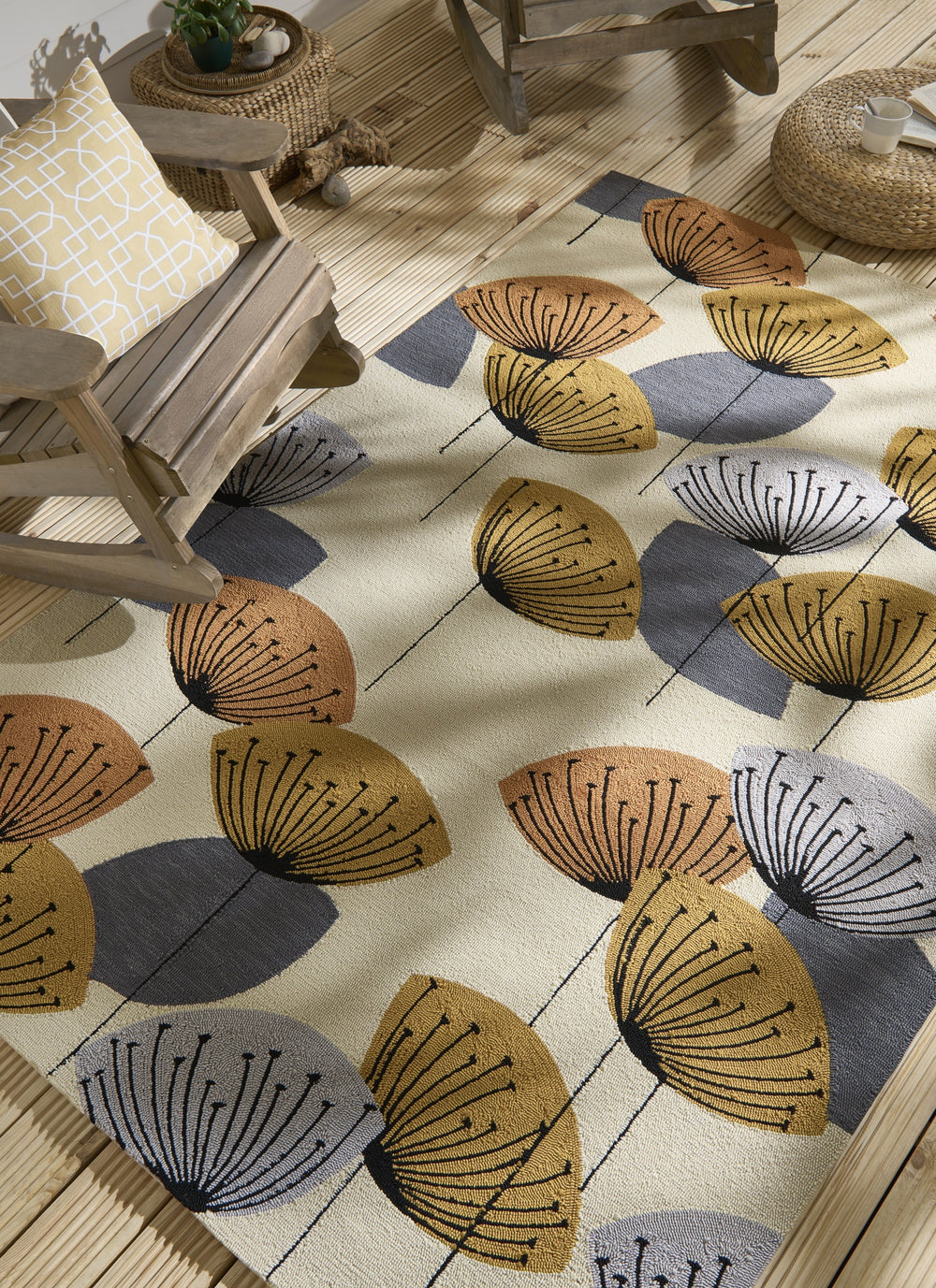 Brink and Campman Dandelion Clocks Ochre/Silver Area Rug by Sanderson Room Image Feature