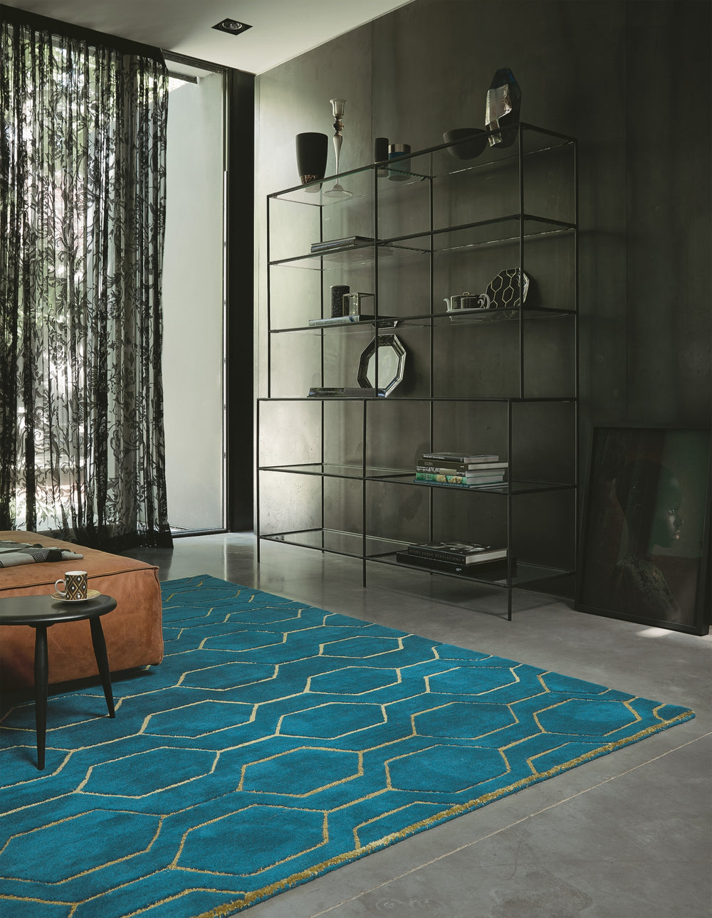 Brink and Campman Arris Teal Area Rug by Wedgwood Room Image Feature