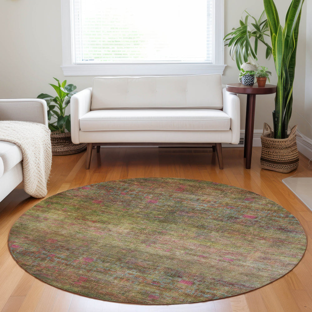 Dalyn Burano BU9 Cactus Machine Washable Area Rug Round Lifestyle Image Feature