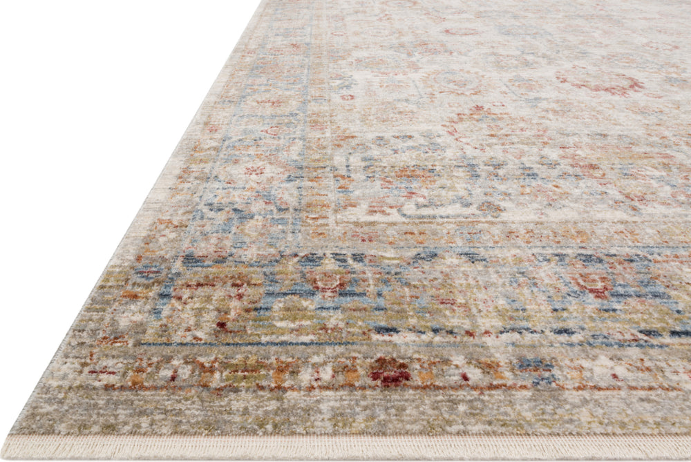 Loloi Claire CLE-02 Ivory/Ocean Area Rug Round Image Feature