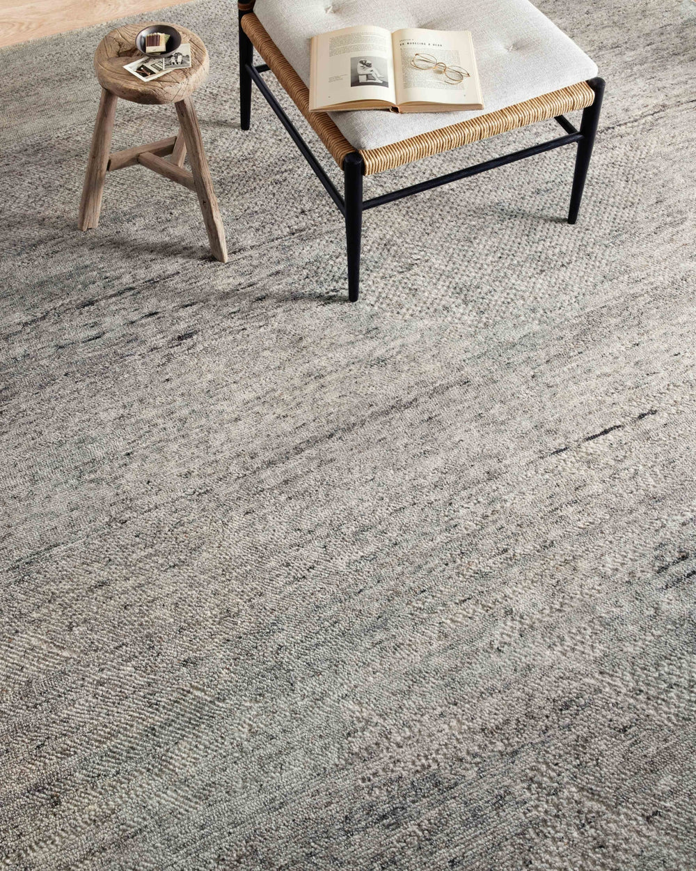 Amber Lewis x Loloi Collins COI-03 Pebble / Silver Area Rug Lifestyle Image Feature