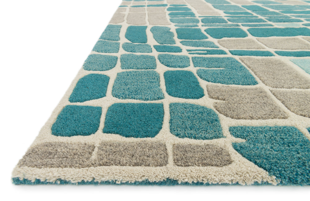 Loloi Nova NV-01 Teal / Grey Area Rug Corner Feature