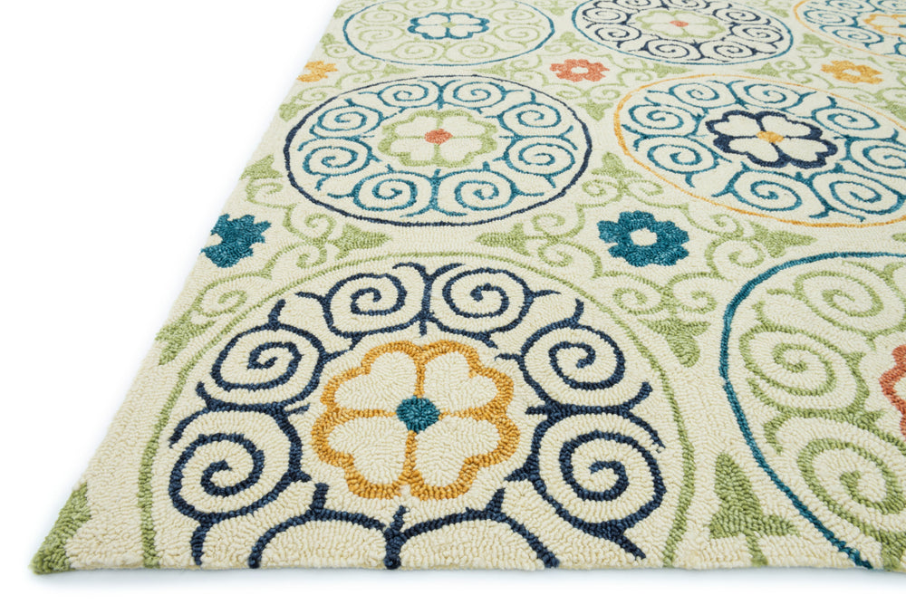 Loloi Tropez TZ-07 Ivory / Multi Area Rug Corner Feature