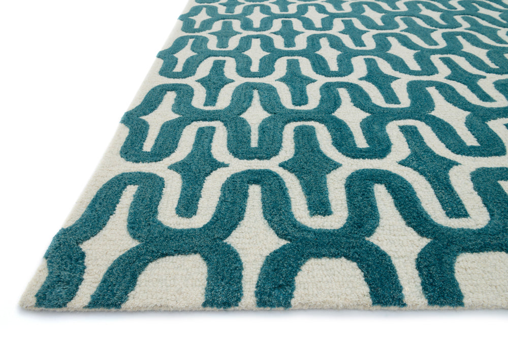 Loloi Weston HWS09 Ivory / Teal Area Rug Corner Feature
