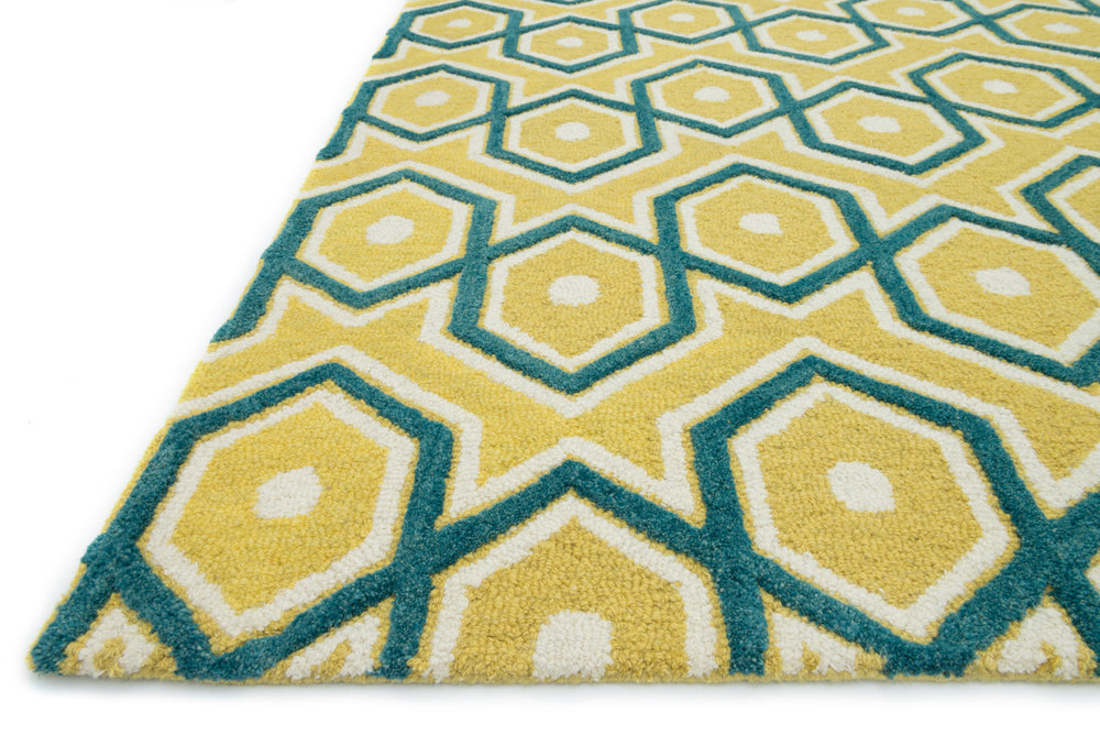 Loloi Weston HWS11 Lemon / Aqua Area Rug Corner Feature