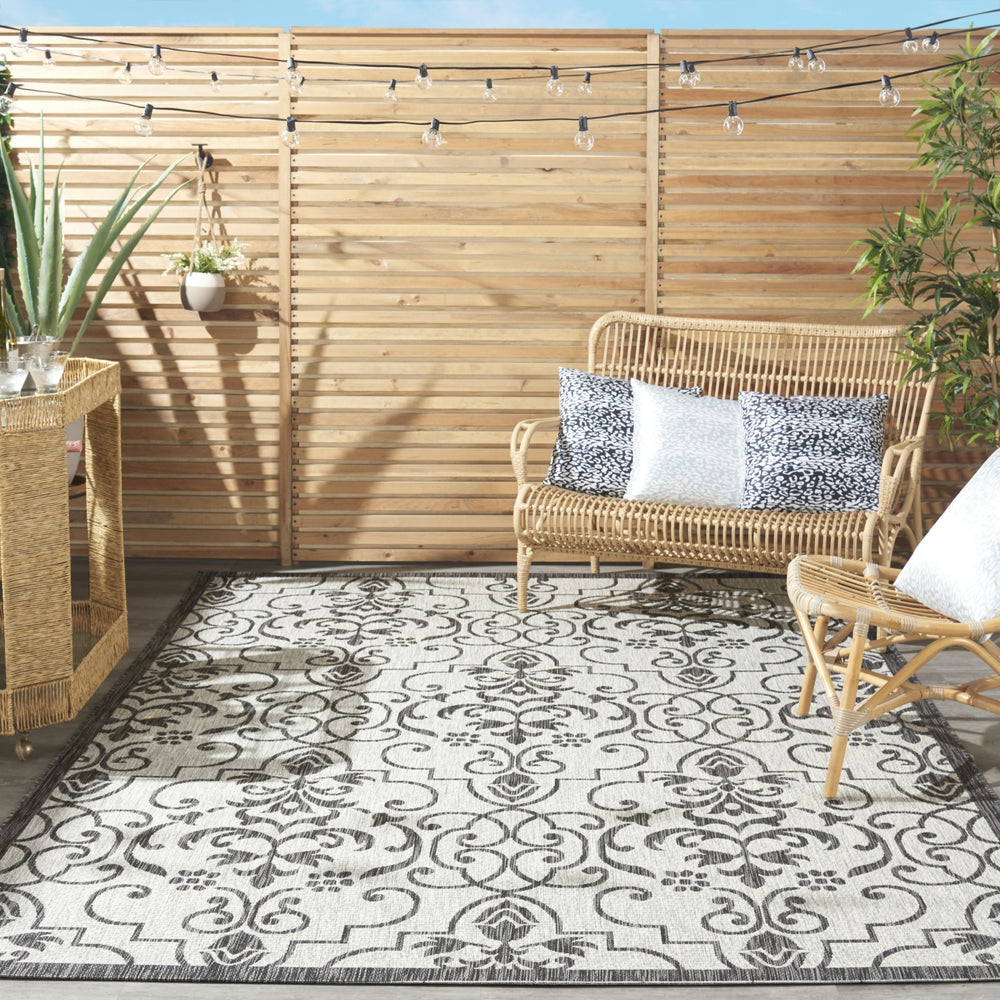Nourison Country Side CTR04 Ivory/Charcoal Area Rug Room Image Feature
