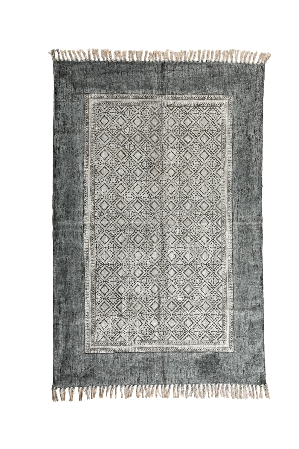 Auskin Printed Cotton Taara Silver/Blue Area Rug