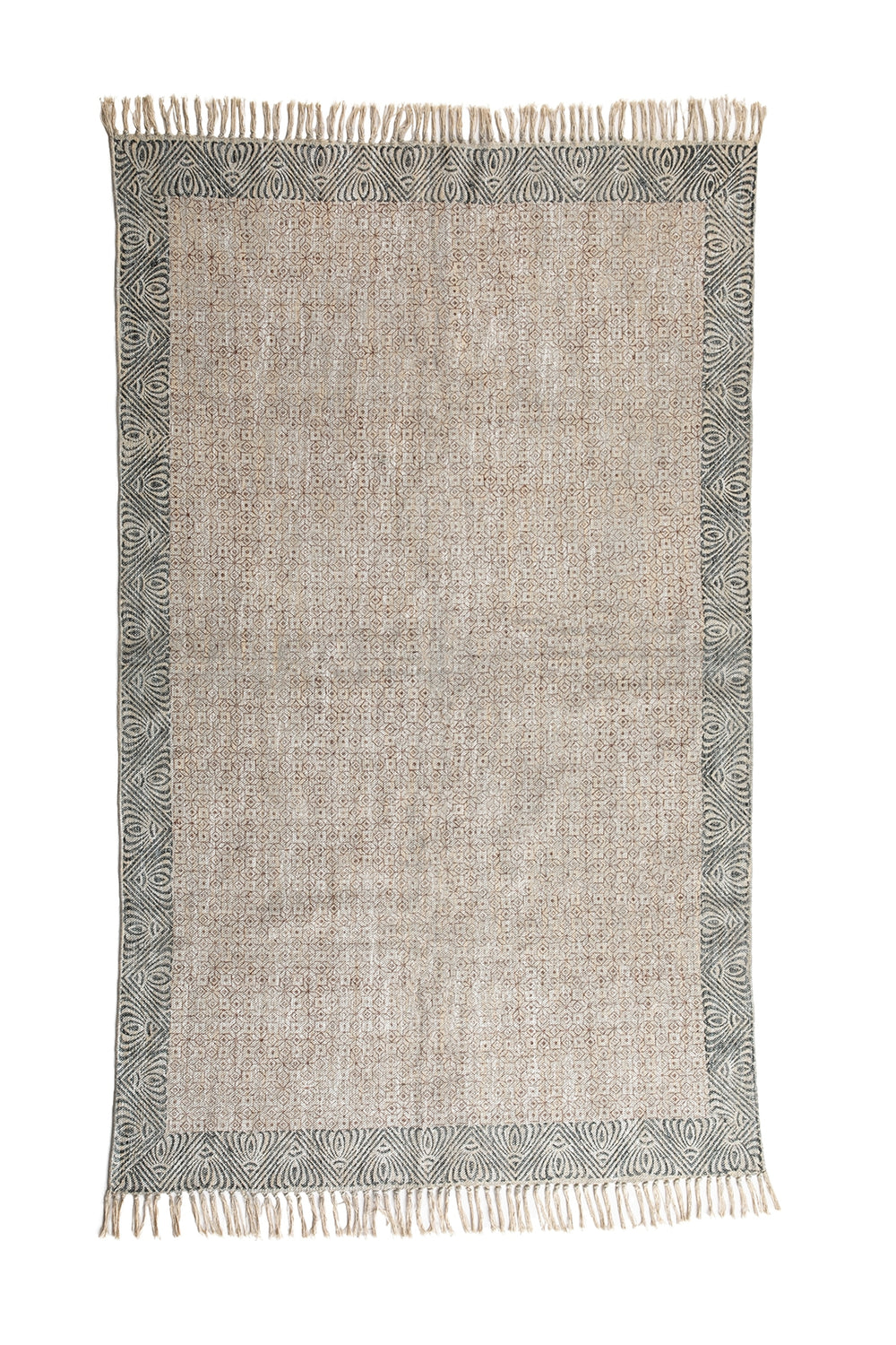 Auskin Printed Cotton Shefali Blue Area Rug