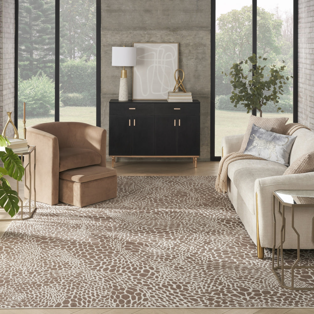 Nourison Desire DSR08 Camel Silver Area Rug Room Scene Feature