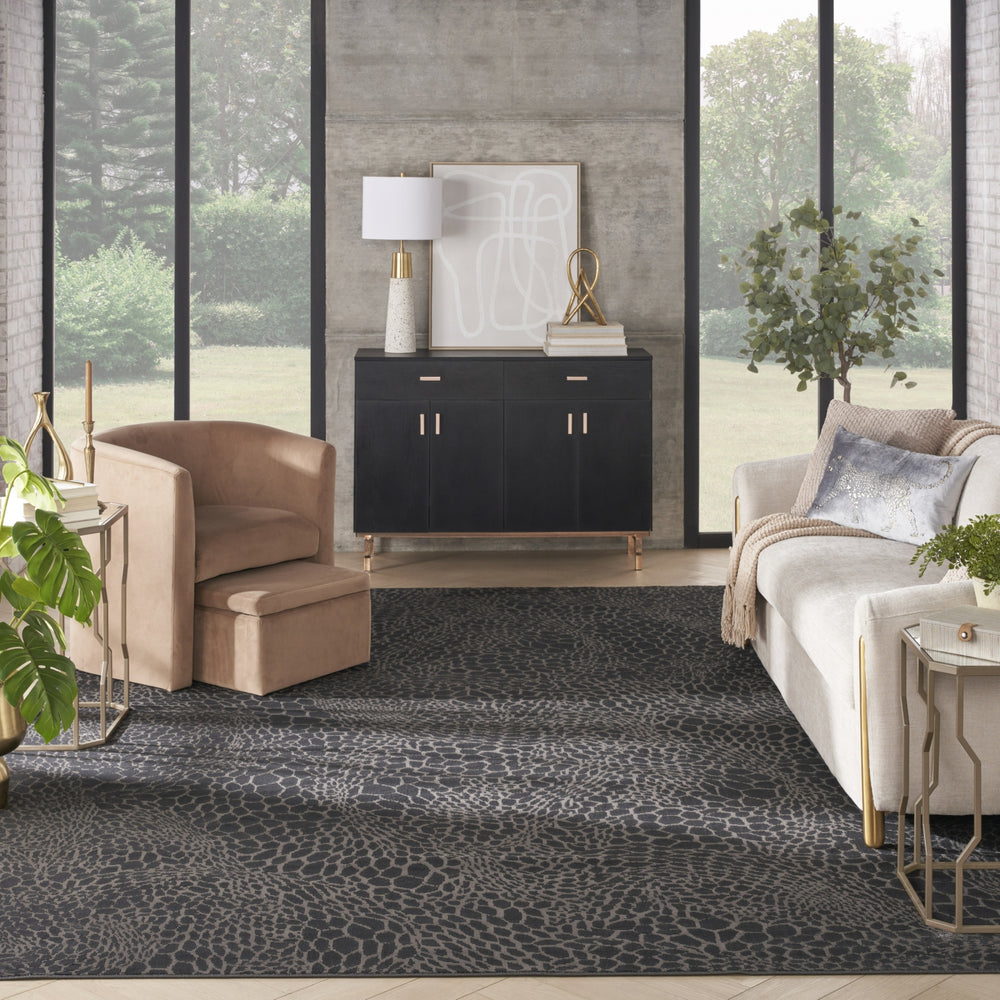 Nourison Desire DSR08 Charcoal Silver Area Rug Room Scene Feature
