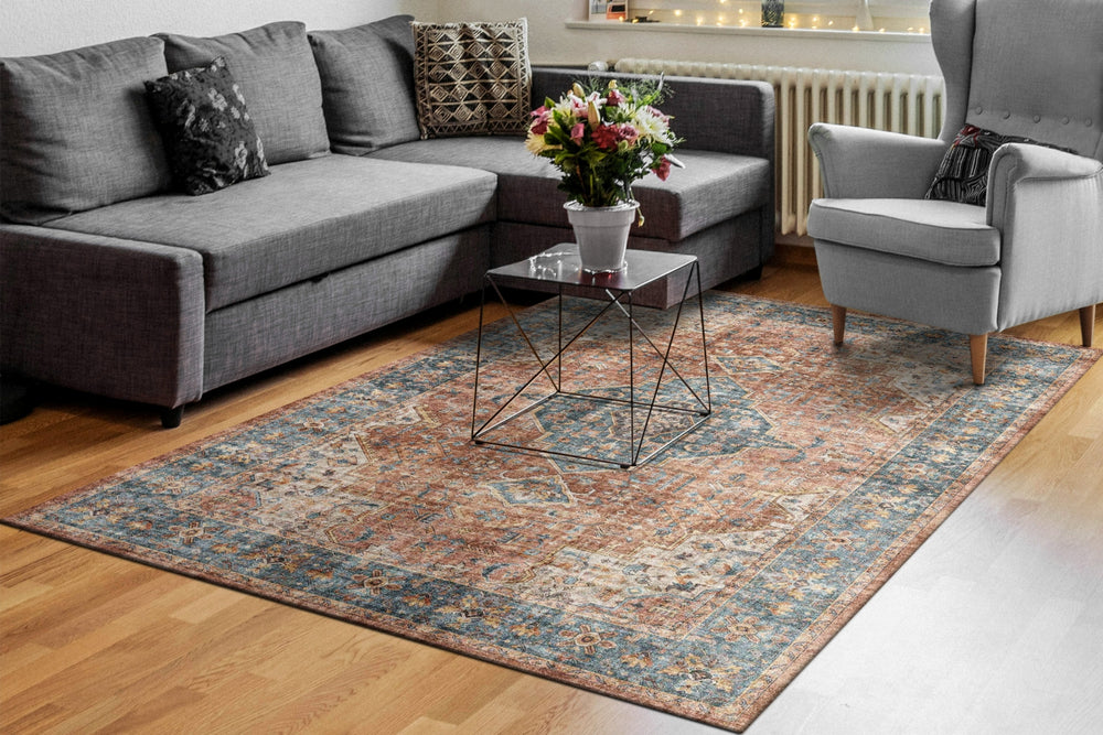 Dynamic Rugs Elise 6305 Red/Blue/Beige Area Rug Room Scene Feature