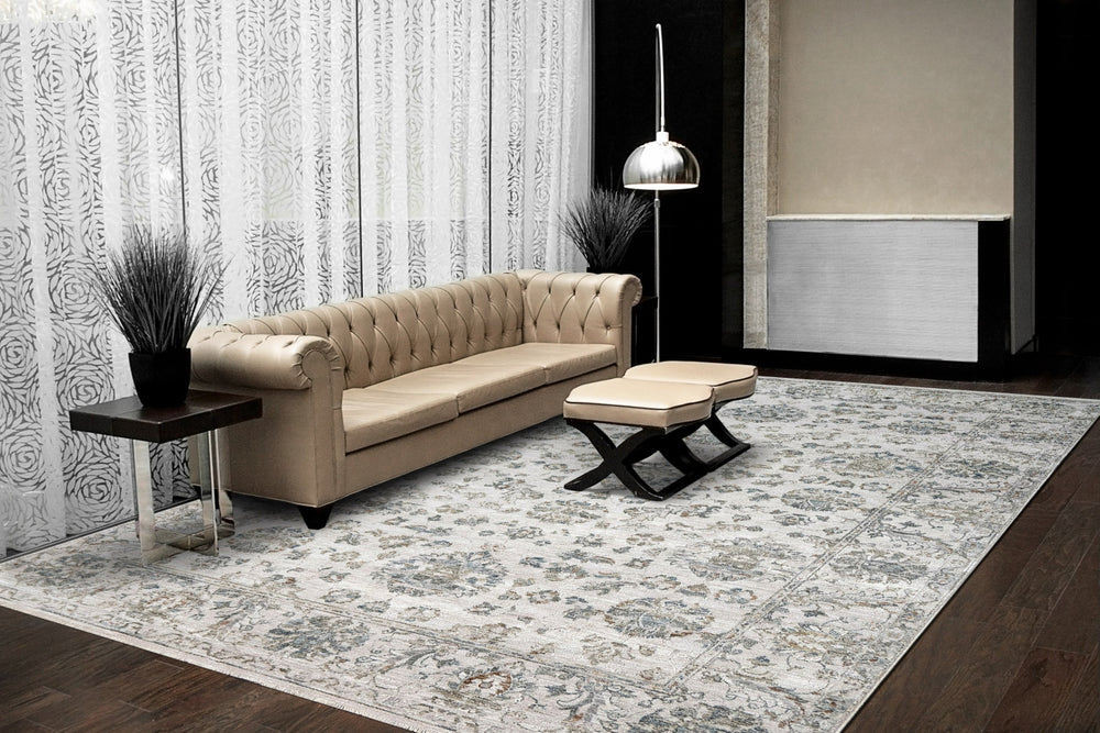 Dynamic Rugs Flare 14742 Beige/Blue Area Rug Room Scene Feature