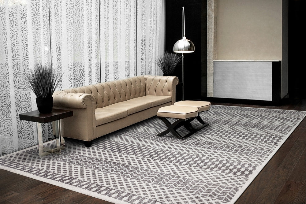 Dynamic Rugs Hera 3303 Ivory/Grey Area Rug Room Scene Feature