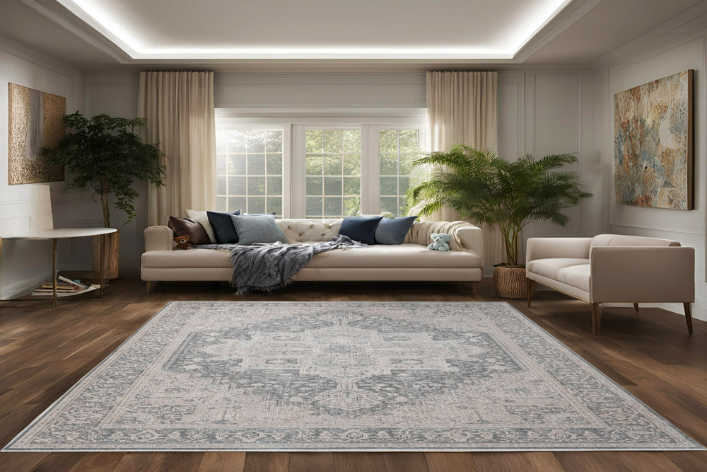 Dynamic Rugs Lara 14628 Ivory/Grey Area Rug Room Scene Feature