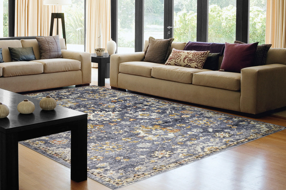 Dynamic Rugs Mabel 4092 Navy/Multi Area Rug Room Scene Feature