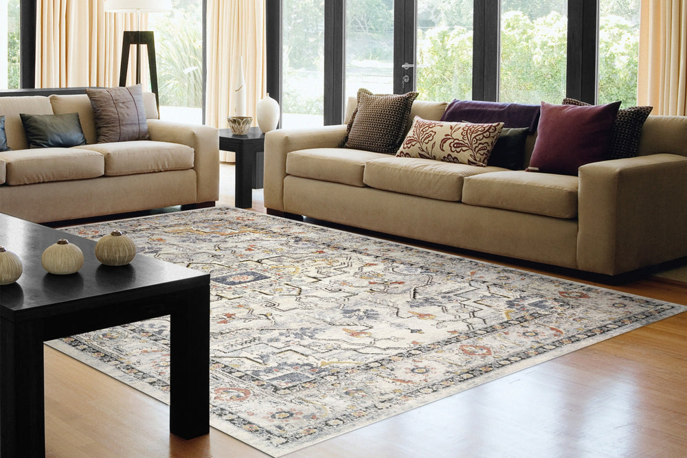 Dynamic Rugs Mabel 4094 Ivory/Navy/Multi Area Rug Room Scene Feature