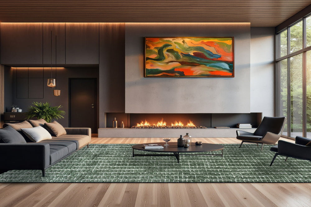 Dynamic Rugs Masai 14002 Sage Area Rug Room Scene Feature