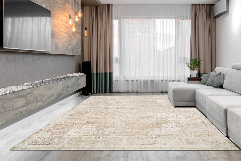 Dynamic Rugs Sahara 5973 Beige/Ivory Area Rug Room Scene Feature