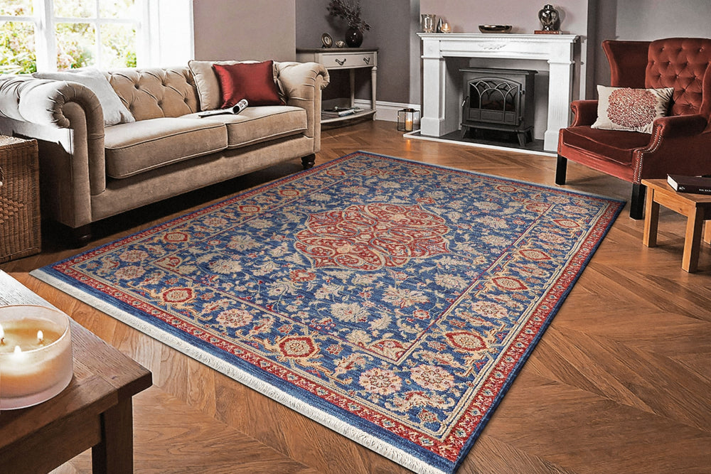 Dynamic Rugs Wade 18607 Navy/Red/Multi Area Rug Room Scene Feature