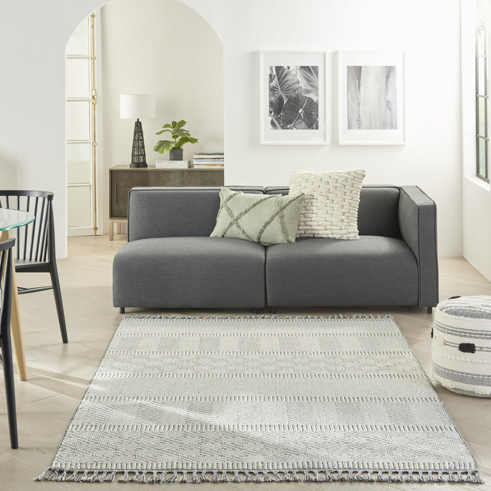 Nourison Elwood ELW06 Grey/Ivory Area Rug Room Image Feature