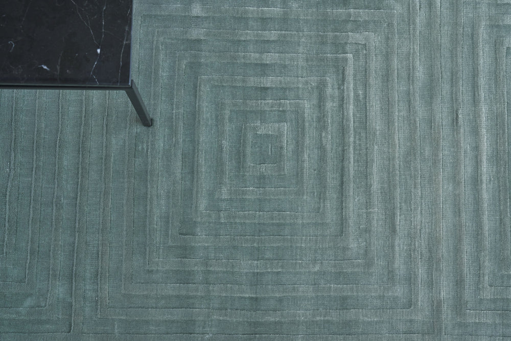 Exquisite Rugs Dove Embossed 3572 Aqua Area Rug Lifestyle Image Feature