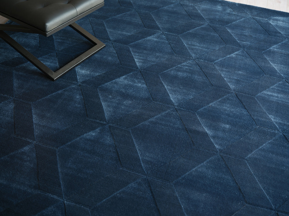 Exquisite Rugs Brunello Modern 6737 Navy Area Rug Lifestyle Image Feature