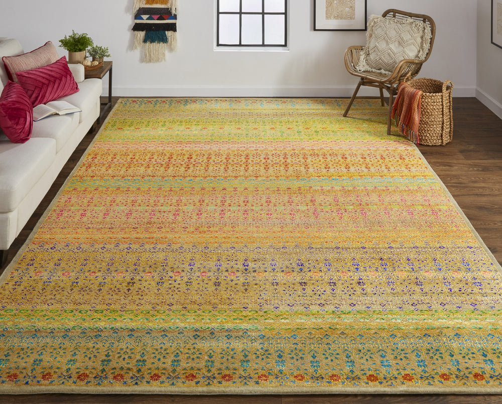 Feizy Latham 6629F Yellow/Red Area Rug Lifestyle Image Feature