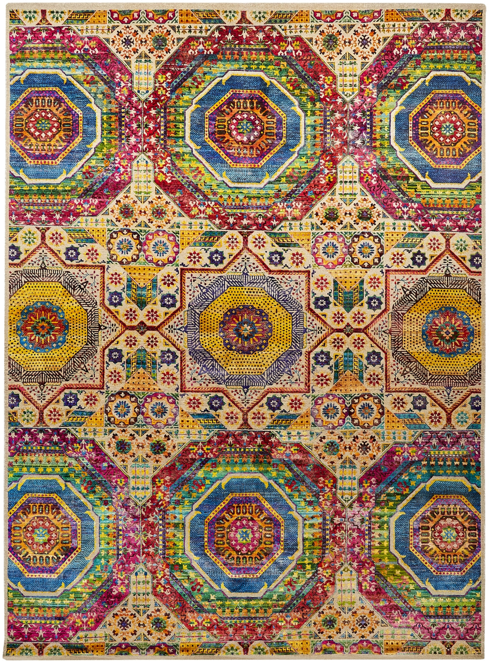 Feizy Elton 6507F Taupe/Green/Pink Area Rug