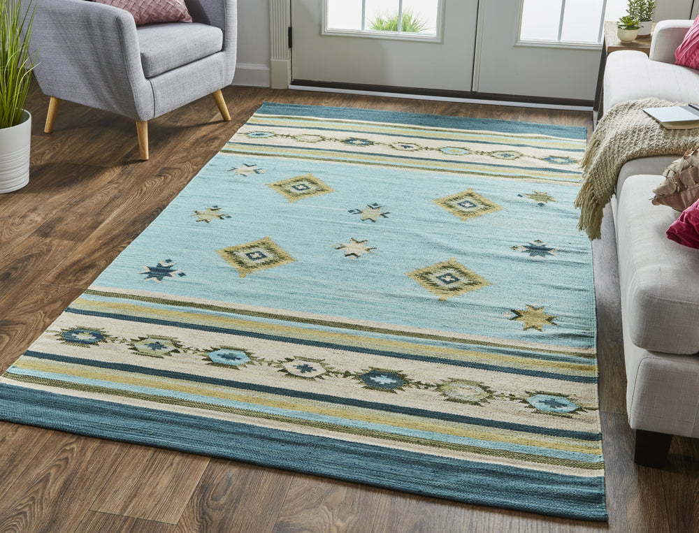 Feizy Dharma I0762 Blue/Green/Tan Area Rug Lifestyle Image Feature