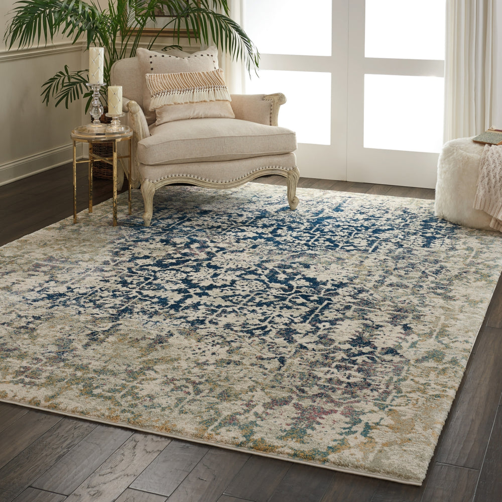 Nourison Fusion FSS12 Cream Blue Area Rug Room Image Feature