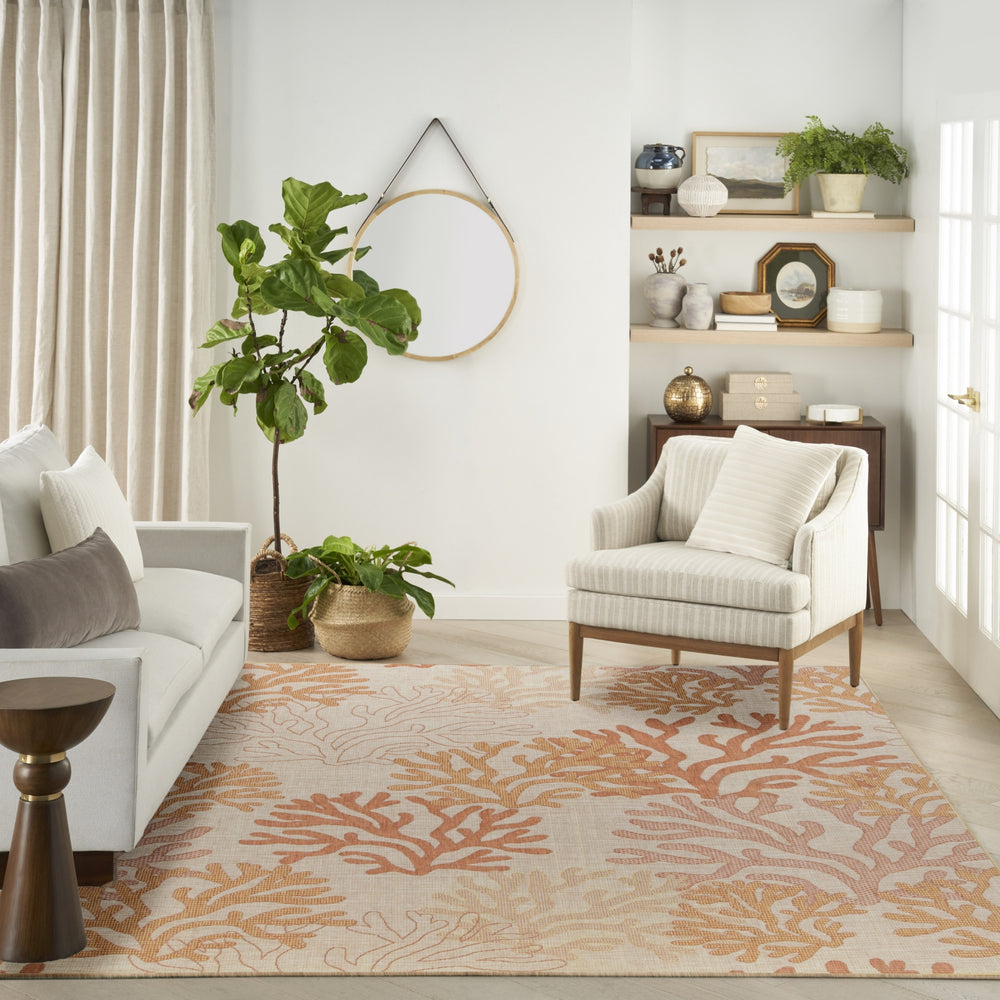 Nourison Garden Oasis GOA05 Coral Area Rug Room Image Feature