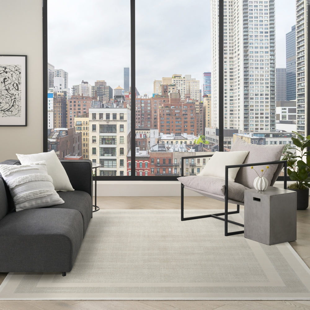 Nourison Grand Street GRN05 Ivory Taupe Area Rug by DKNY Room Image Feature