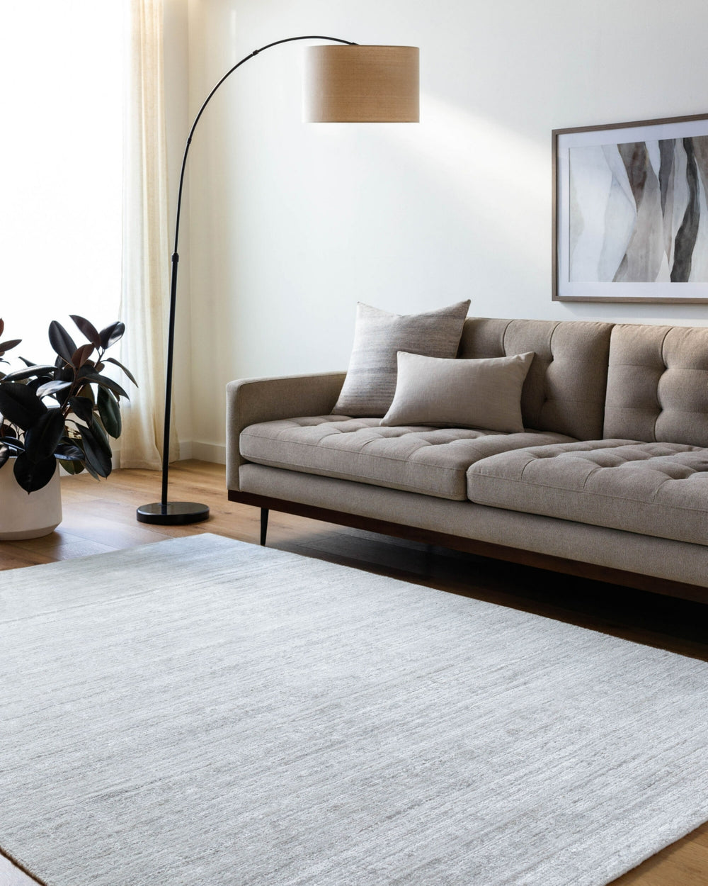 Surya Grandeur GRU-2302 Light Silver Area Rug Room Scene Feature
