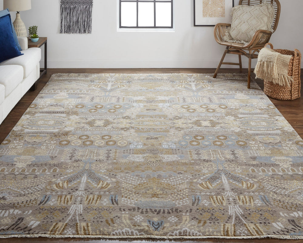 Havila Fine Rugs Huston H1908 Tan/Gold Area Rug Lifestyle Image Feature