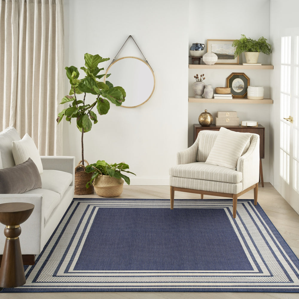 Nourison Horizon Indoor/Outdoor HOZ03 Navy Area Rug Room Image Feature