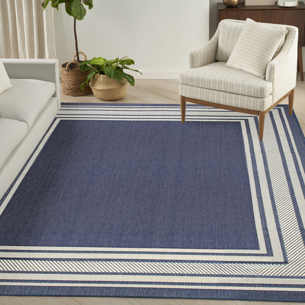 Nourison Horizon Indoor/Outdoor HOZ03 Navy Area Rug Room Image Feature