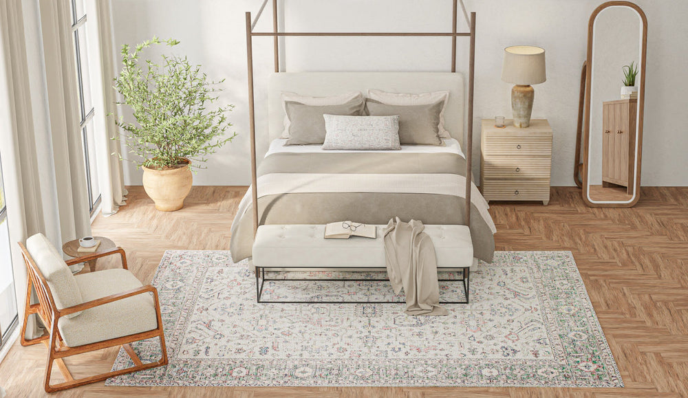 Bashian Impressions Geometric I166-NH201 Ivory Green Area Rug Lifestyle Image Feature