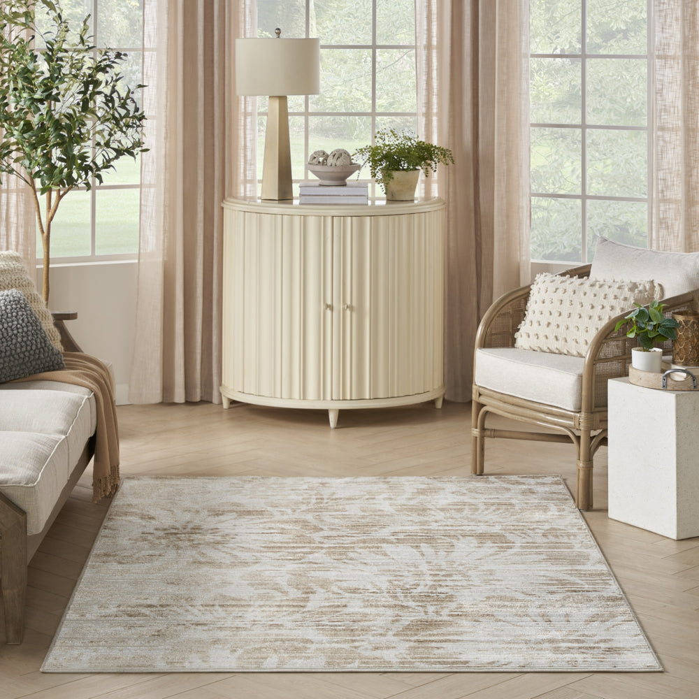 Nourison Iliana ILI02 Ivory Grey with Gold Accents Area Rug by Inspire Me! Home D�cor Room Image Feature