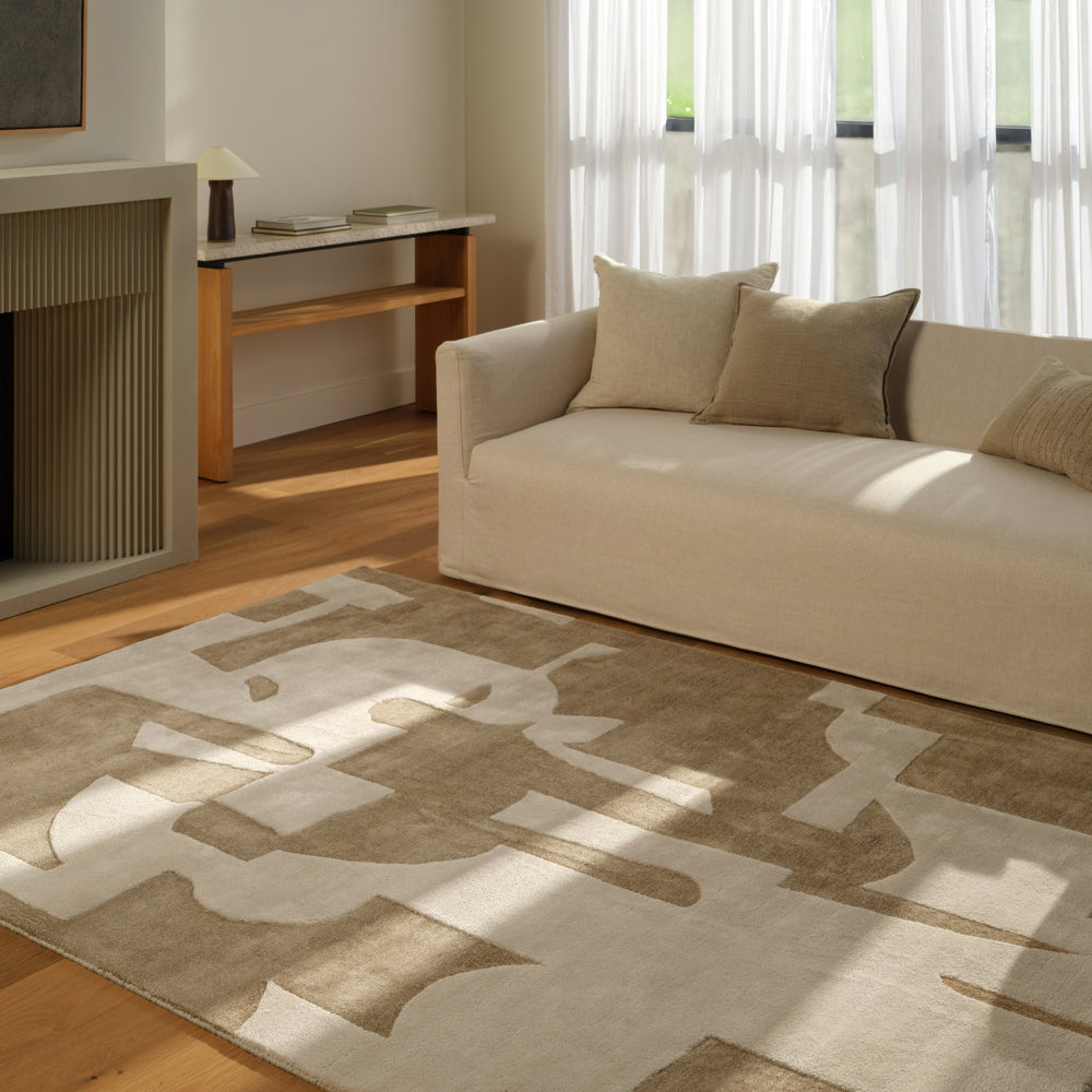 Jaipur Living Anthem Noverre ANT05 Tan Machine Washable Area Rug Room Scene Feature