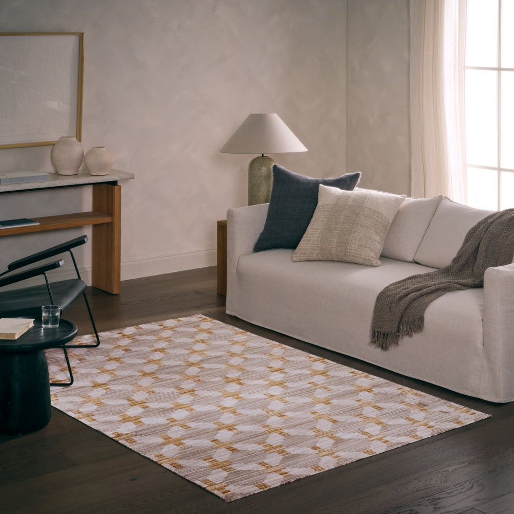 Jaipur Living Muted Mosaic Taylen MUM01 Gray / Yellow Gold Area Rug Room Scene Feature