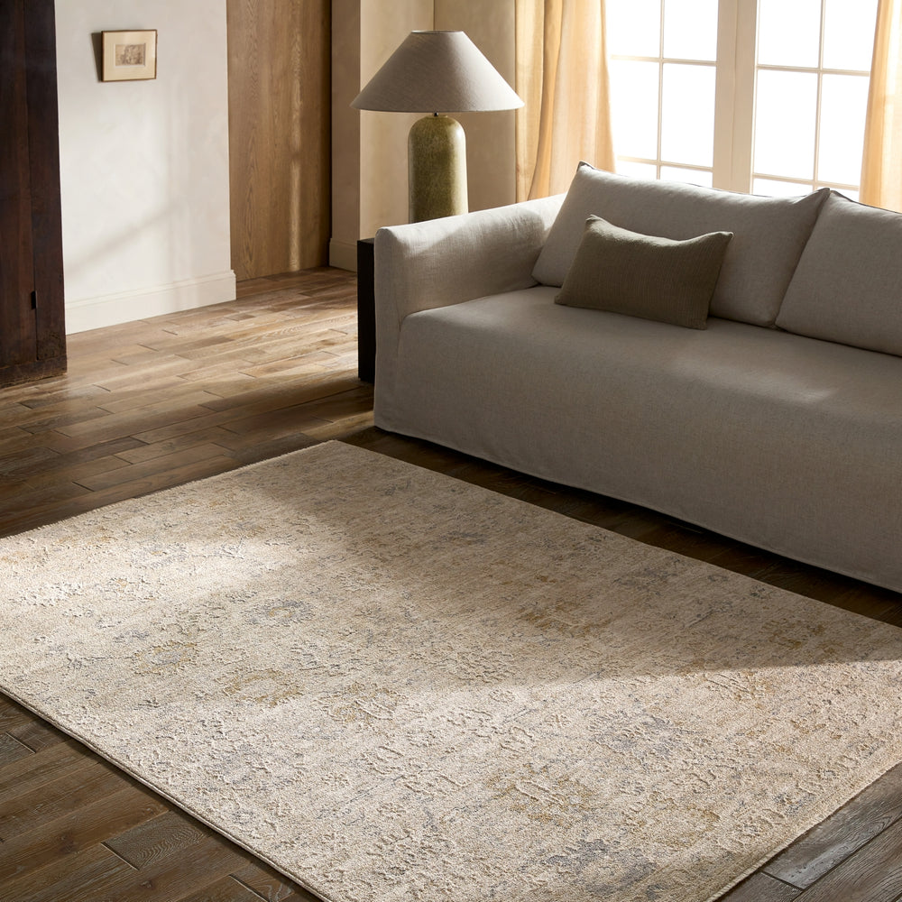 Jaipur Living Vekhea Upal VEK04 Tan/White Area Rug Room Scene Feature