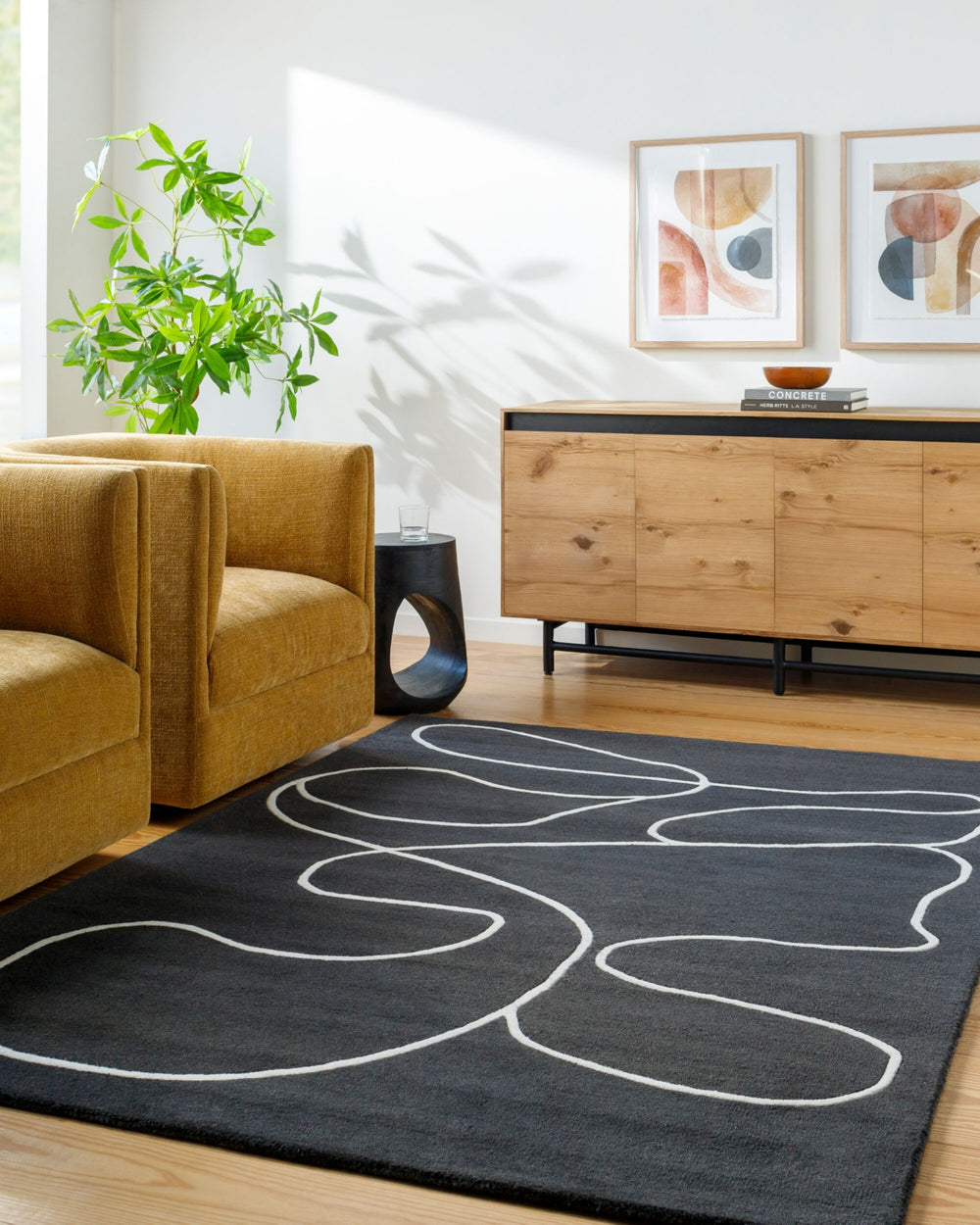 Jason Wu X Surya JSW-1008 Black Area Rug Room Scene Feature