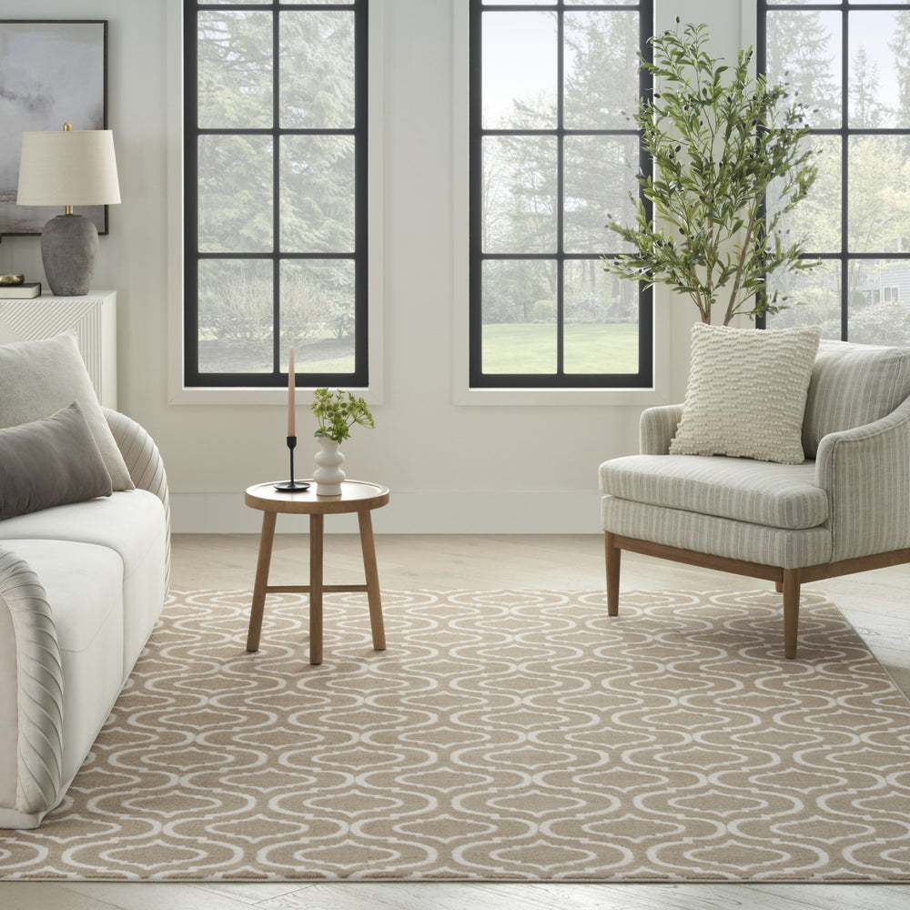 Nourison Jubilant JUB19 Taupe Area Rug Room Image Feature
