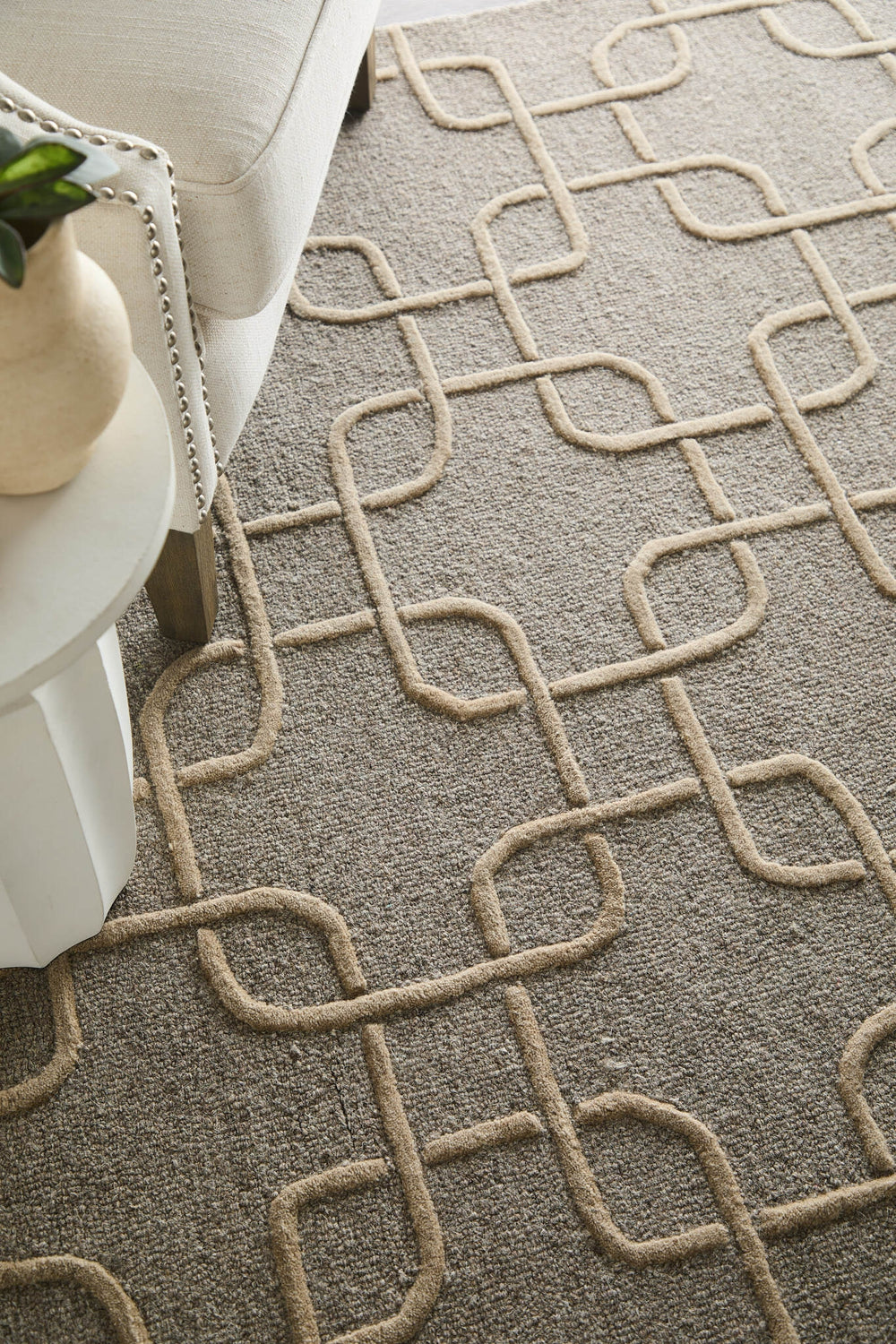 Feizy Kimball 8A35F Gray/Taupe/Tan Area Rug Lifestyle Image Feature