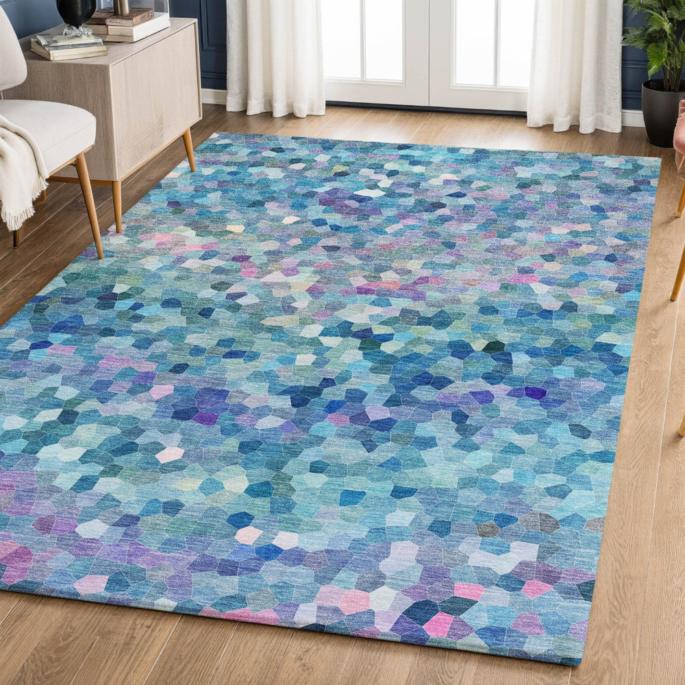 Dalyn Kaleidoscope KL1 Turquoise Machine Washable Area Rug Lifestyle Image Feature