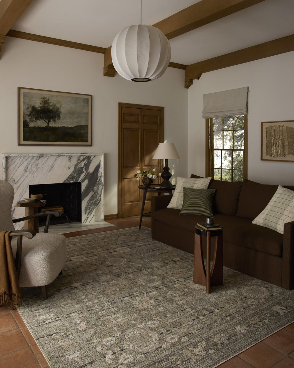 Loloi Milena MLE-01 Sage / Ivory Area Rug Lifestyle Image Feature